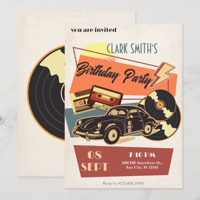 Retro party invitation (Front/Back)