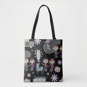 Retro Party Pattern Fifties Kids Cute Cartoon Tote Bag