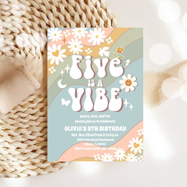 Retro Pastel 5th Birthday Invitation (Créateur téléchargé)