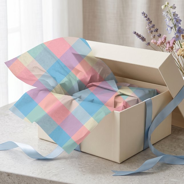 Retro Pastel Argyle Pink Blue Diamond Chequerboard Tissue Paper (Creator Uploaded)