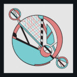 Retro Pastel Art Deco Geometric Moon Design Poster<br><div class="desc">"Miami Moon" is a captivating geometric design that blends pastel pink and teal hues in an Art Deco-inspired style. Its circular form, reminiscent of a celestial body, brings a touch of retro-futuristic elegance to any space. Perfect for fans of modern and minimalist decor, this design evokes the vibrant energy of...</div>