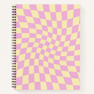 Retro Pastel Blue Checks Warped Chequered    Notebook