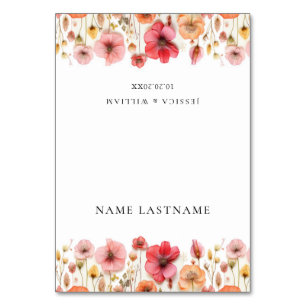 Retro Pastel Boho Wildflower Wedding Place Card