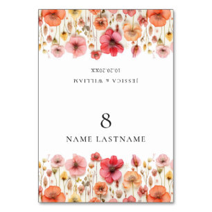 Retro Pastel Boho Wildflower Wedding Place Card