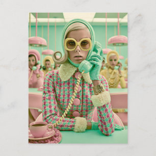 Retro Pastel Call Centre Fashion Postcard