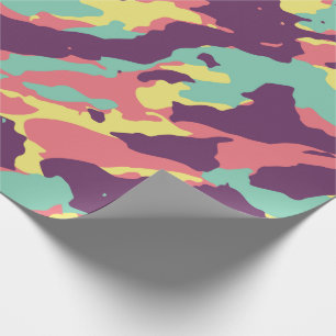 Retro Pastel Camo Abstract Wrapping Paper