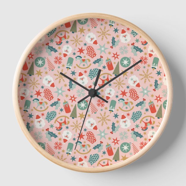 Retro Pastel Christmas  Clock (Front)