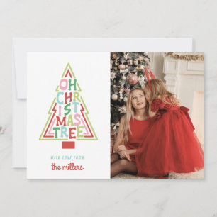 Retro Pastel Christmas   Oh Christmas Tree Holiday Card