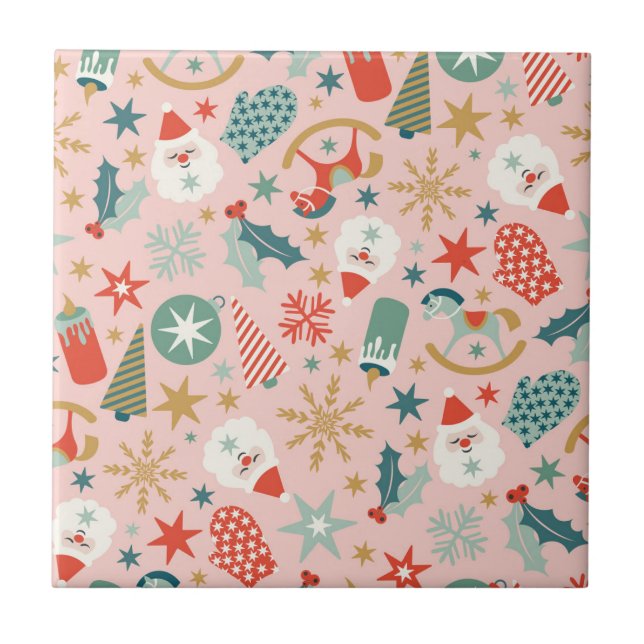 Retro Pastel Christmas  Tile (Front)