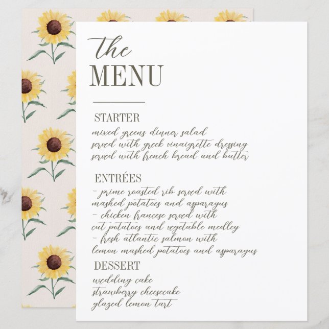 Retro Pastel Color Daisy Menu Mariage (Devant / Derrière)
