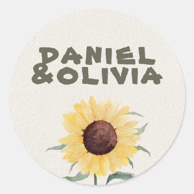 Retro Pastel Colour Daisy Wedding Classic Round Sticker (Front)