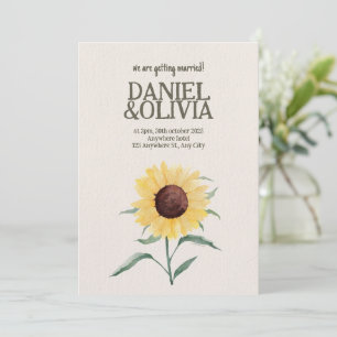 Retro Pastel Colour Daisy Wedding Invitation
