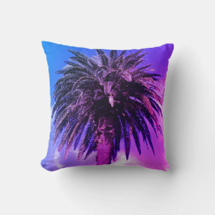 Retro Pastel Colour Palm Tree Throw Pillow