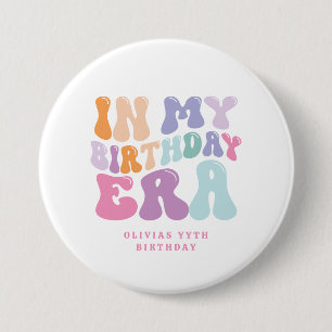 Retro pastel colourful modern birthday era  3 inch round button