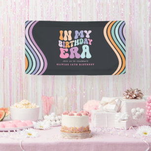 Retro pastel colourful modern birthday era banner