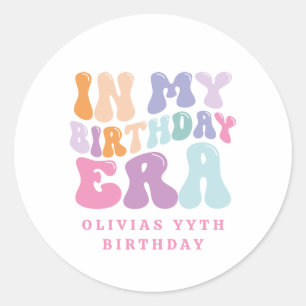 Retro pastel colourful modern birthday era  classic round sticker