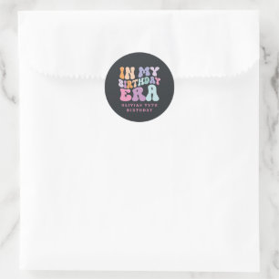 Retro pastel colourful modern birthday era  classic round sticker