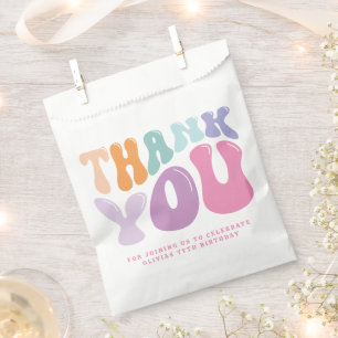 Retro pastel colourful modern birthday era favour bag