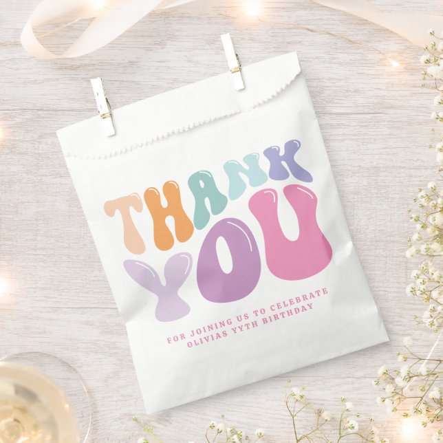 Retro pastel colourful modern birthday era  favour bag (Clipped)