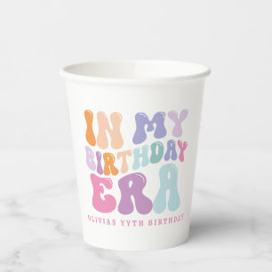 Retro pastel colourful modern birthday era paper cups
