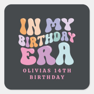 Retro pastel colourful modern birthday era  square sticker