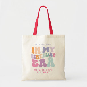 Retro pastel colourful modern birthday era  tote bag