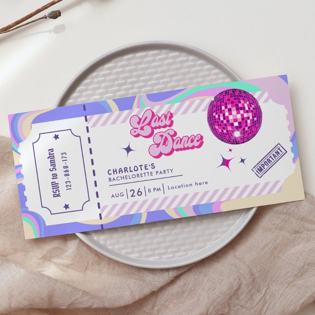 Retro Pastel Disco Bachelorette Party Invitation (Creator Uploaded)