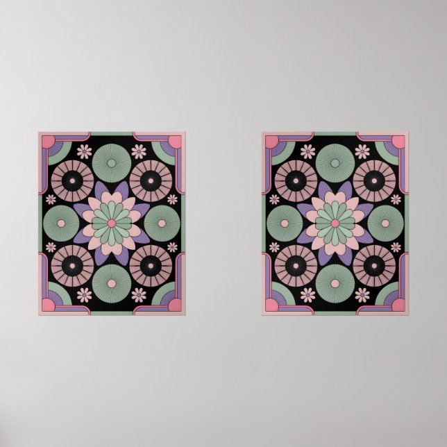 Retro Pastel Floral Mandala Symmetry (Recto)