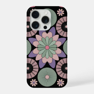Retro Pastel Floral Mandala Symmetry iPhone 15 Pro Case