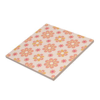 Retro Pastel Floral Mosaic Ceramic Tile