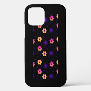 Retro Pastel Floral Pattern Dark Navy iPhone Case