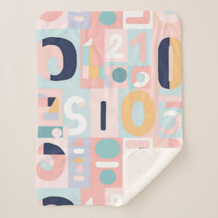 Retro Pastel Geometric Abstract Shapes Sherpa Blanket
