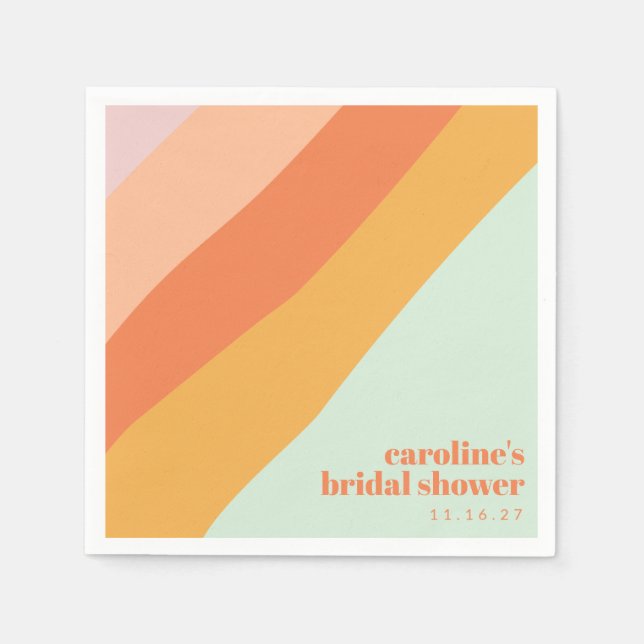 Retro Pastel Geometric Art Custom Bridal Shower  Napkin (Front)