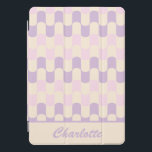 Retro Pastel Geometric Pink Purple Personalized iPad Pro Cover<br><div class="desc">This stylish iPad case features a retro mid century modern pattern in pastel pink and lilac,  personalized with your name. Great gift idea!</div>