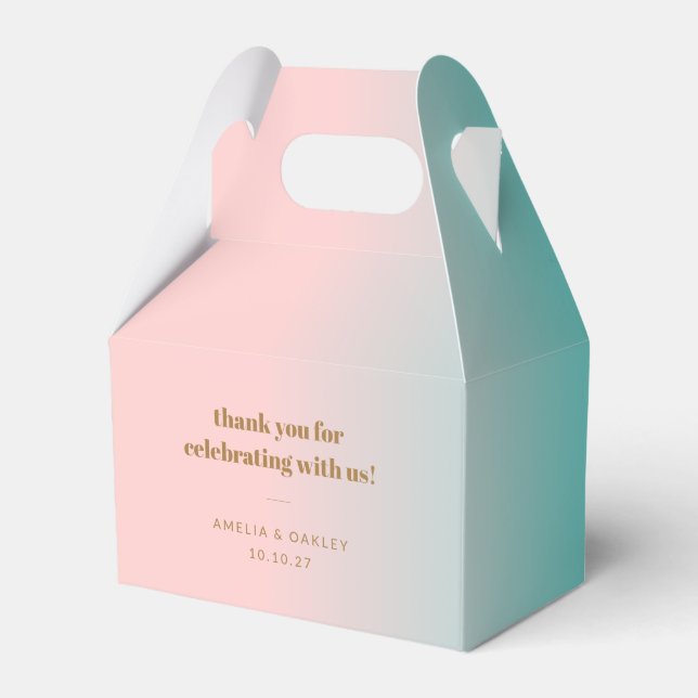 Retro Pastel Gradient Unique Wedding Custom Thanks Favor Box (Front Side)