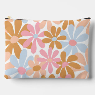 Retro Pastel Groovy Daisy Flower Pattern Accessory Pouch