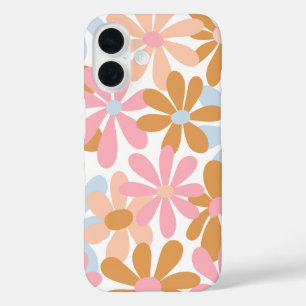 Retro Pastel Groovy Daisy Flower Pattern iPhone 16 Case