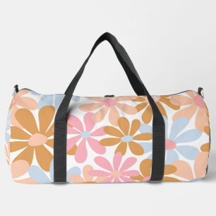 Retro Pastel Groovy Daisy Flower Pattern Duffle Bag