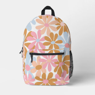 Retro Pastel Groovy Daisy Flower Pattern Printed Backpack