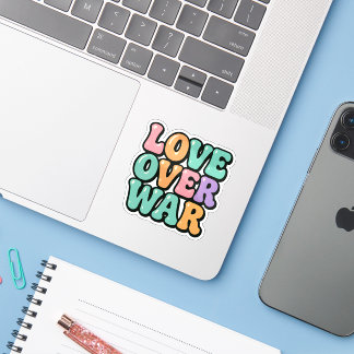 Retro Pastel "Love Over War" Bubble Sticker