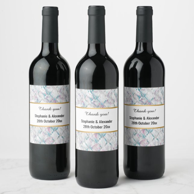 RETRO PASTEL MARBLE  ABSTRACT DIAMOND WINE LABEL (Bottles)