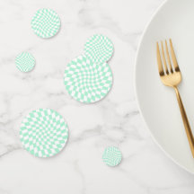 Retro Pastel Mint Green Checks Warped Chequerboard