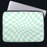 Retro Pastel Mint Green Checks Warped Chequerboard Laptop Sleeve<br><div class="desc">Perfect warped chequered design. Modern warped checkers. This nice retro psychedelic design takes you to the wonderland. Warped checks in pastel colours. Twirl and swirl,  twist checks,  chequered pattern</div>