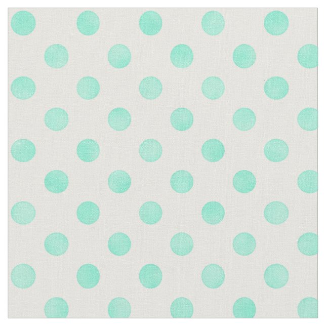 Retro pastel mint white polka dots pattern fabric (Close Up)