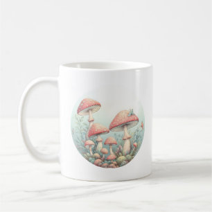 Retro pastel mushrooms design with soft colours 01 coffee mug