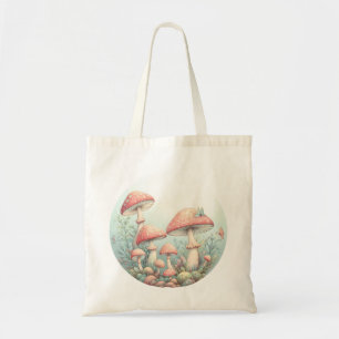 Retro pastel mushrooms design with soft colours 01 tote bag