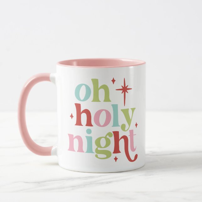 Retro Pastel Oh Holy Night Mug (Left)