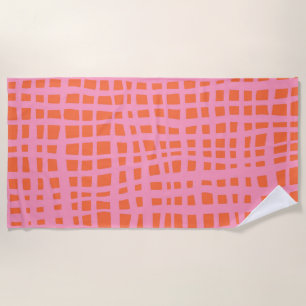 Retro pastel orange pink pattern beach towel