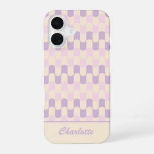 Retro Pastel Pink and Purple Pattern Personalized iPhone 16 Case
