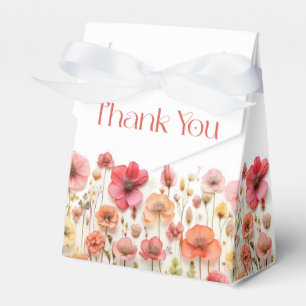 Retro Pastel Pink Boho Wildflower Bridal Shower Favor Box